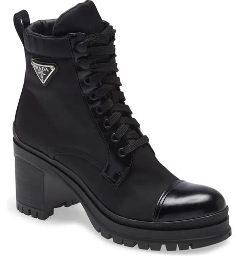 prada thigh high velvet boots|Prada block heel combat boots.